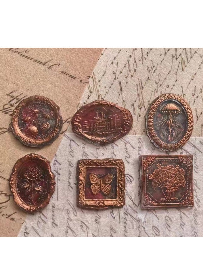 Wax Seal Stamp Set 6PCS, Vintage Marine Brass Seal Heads with Wooden Handle, Ocean Wax Seal Kit for Wedding Invitations Envelope Cards DIY Crafts - Image 4